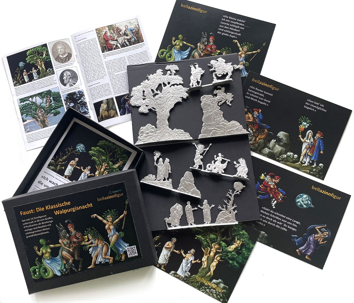 Package Faust II The Classic Walpurgis Night 13 tin figures in 30 mm, 4 postcards, booklet